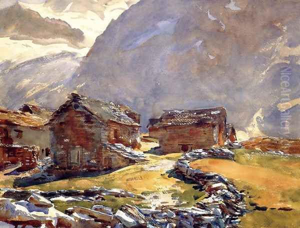 Simplon Pass: Chalets Oil Painting by John Singer Sargent