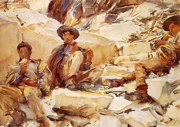 Carrara: Workmen Oil Painting by John Singer Sargent