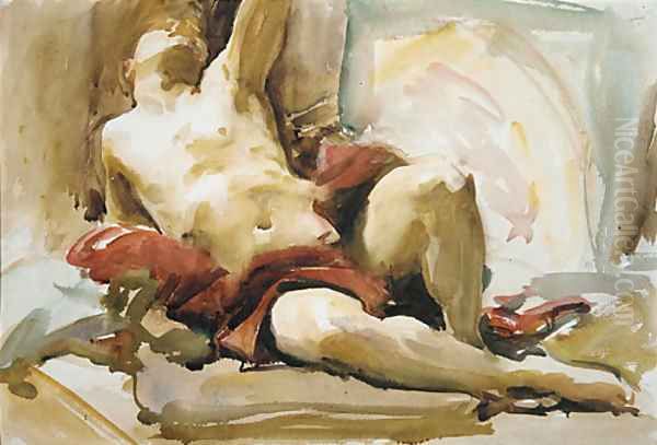 Man with Red Drapery After 1900 Oil Painting by John Singer Sargent