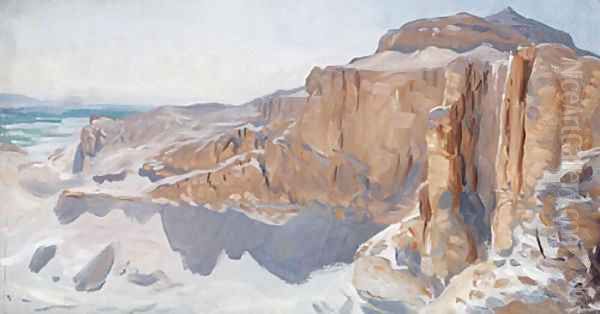 Cliffs at Deir el Bahri Egypt Oil Painting by John Singer Sargent