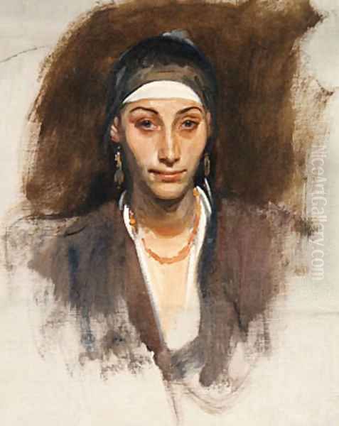 Egyptian Woman with Earrings Oil Painting by John Singer Sargent