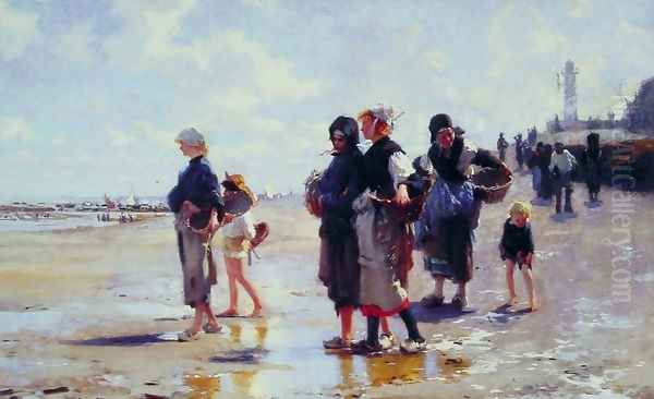 Oyster Gatherers Of Cancale Oil Painting by John Singer Sargent