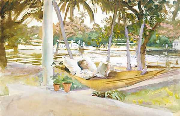 Figure in Hammock Florid 1917 Oil Painting by John Singer Sargent