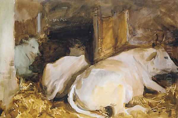 Three Oxen ca 1910 Oil Painting by John Singer Sargent