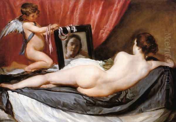 A Venus at Her Mirror Oil Painting by Diego Rodriguez de Silva y Velazquez