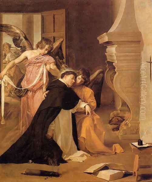 The Temptation of St. Thomas Aquinas Oil Painting by Diego Rodriguez de Silva y Velazquez