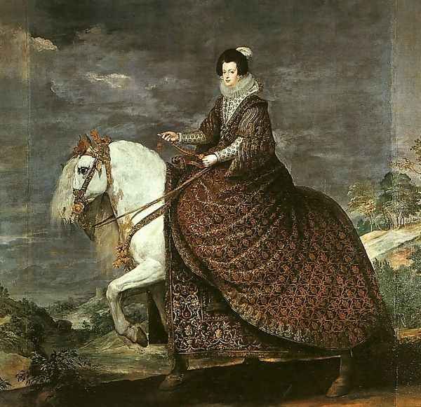 Queen Isabel of Bourbon Equestrian 1634-35 Oil Painting by Diego Rodriguez de Silva y Velazquez