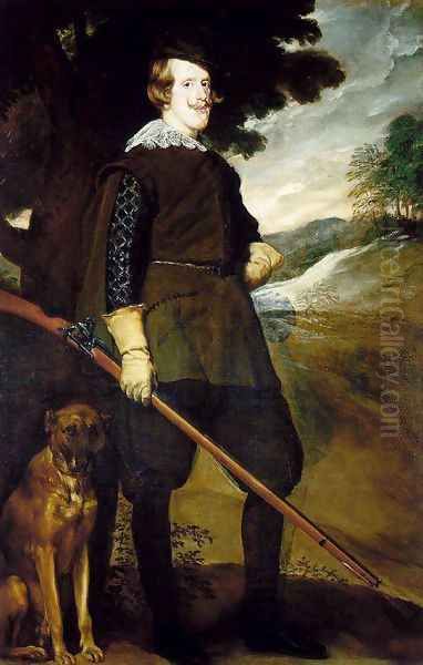 King Philip IV as a Huntsman 1634-35 Oil Painting by Diego Rodriguez de Silva y Velazquez