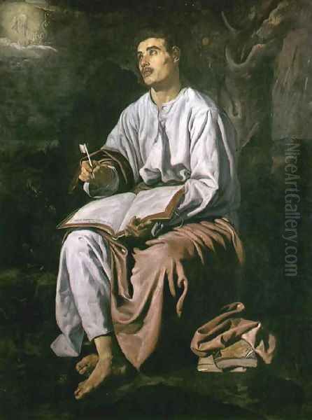 St John the Evangelist at Patmos c. 1618 Oil Painting by Diego Rodriguez de Silva y Velazquez