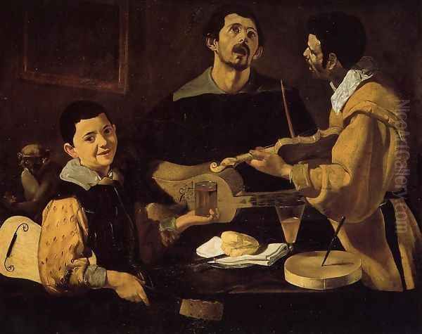 Three Musicians (or Musical Trio) Oil Painting by Diego Rodriguez de Silva y Velazquez