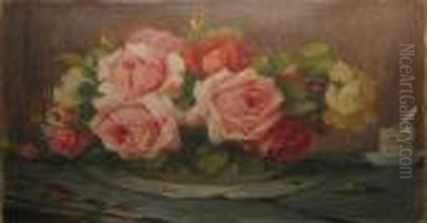 Roses Oil Painting by Edward Antoon Portielje