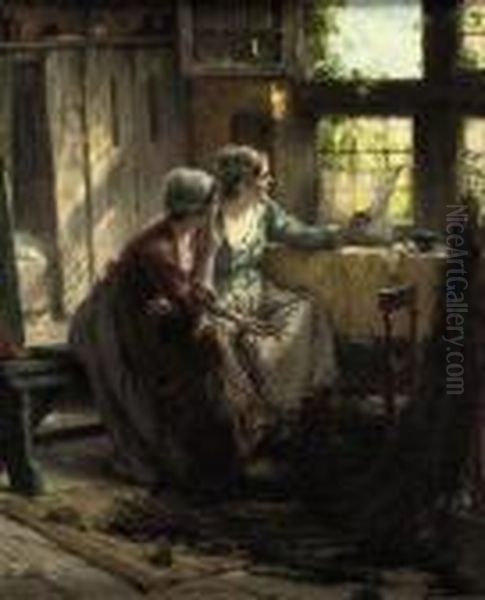 Vol Ongeduld: Great Expectations Oil Painting by Edward Antoon Portielje