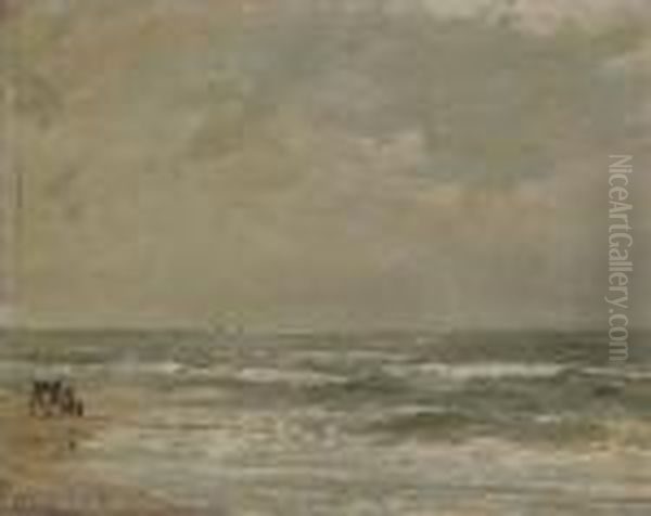 Beach View Oil Painting by Edward Antoon Portielje