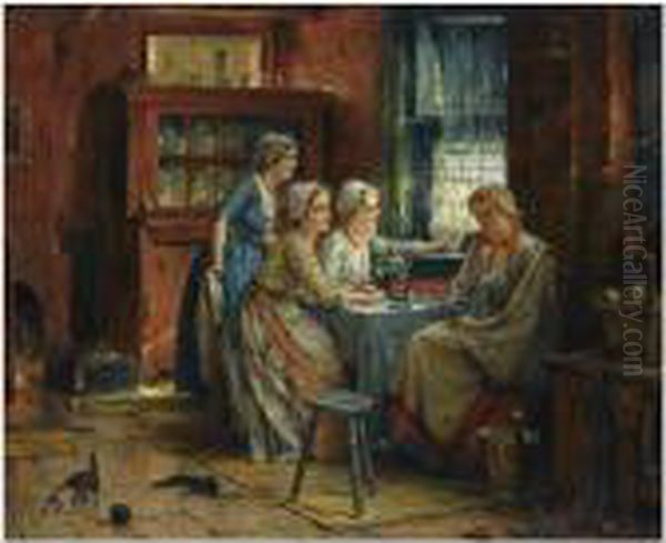 Expecting A Visitor Oil Painting by Edward Antoon Portielje