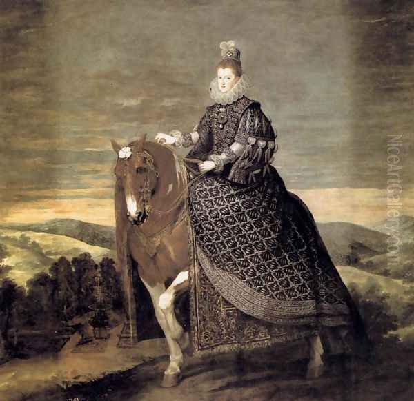 Queen Margarita on Horseback 1634-35 Oil Painting by Diego Rodriguez de Silva y Velazquez