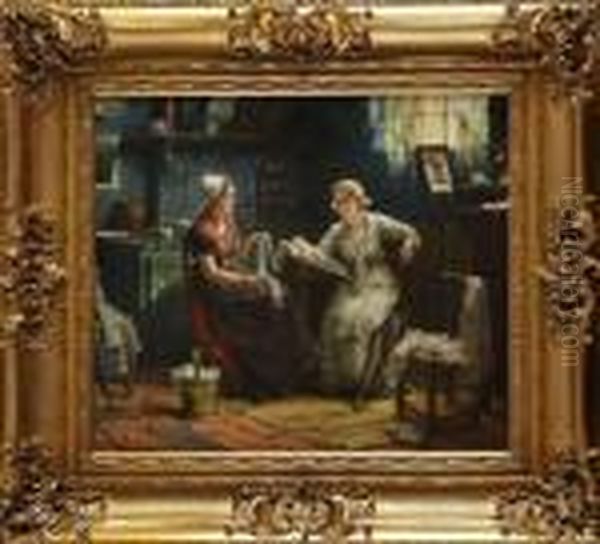 Les Dentellieres Oil Painting by Edward Antoon Portielje