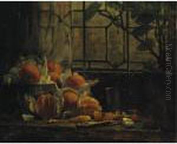 Still Life With Oranges Oil Painting by Edward Antoon Portielje