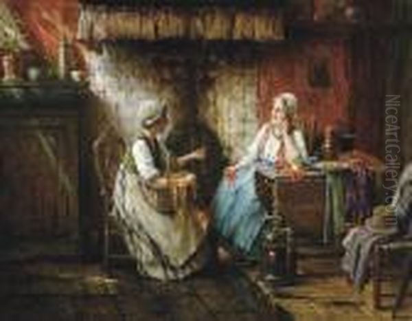 Temptation Oil Painting by Edward Antoon Portielje