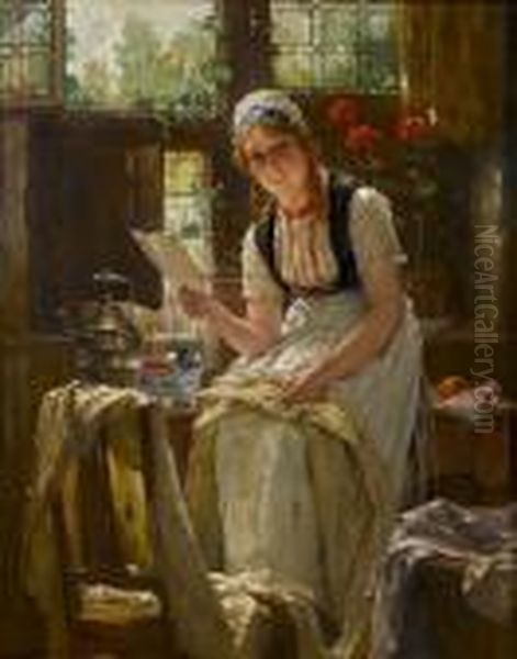 The Love Letter Oil Painting by Edward Antoon Portielje