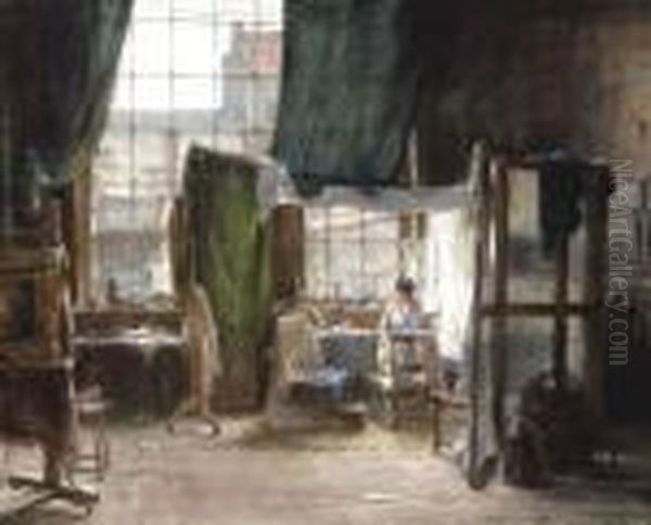 Zeeuwse Vrouw In Mijn Atelier (ca. 1895) Oil Painting by Edward Antoon Portielje