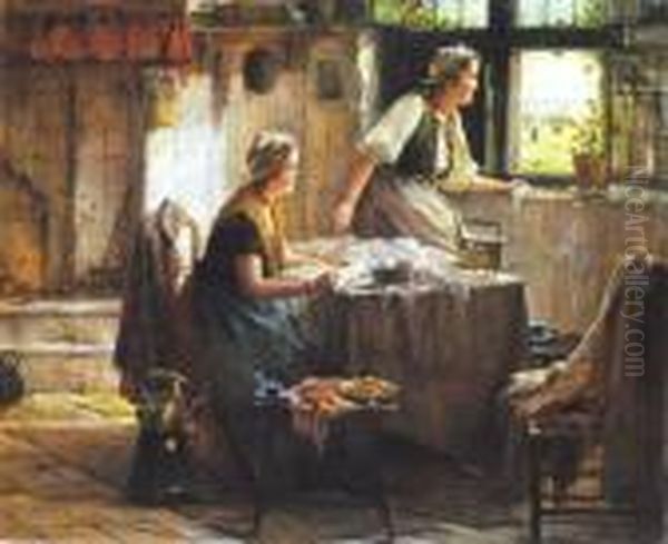 Hij Komt Oil Painting by Edward Antoon Portielje