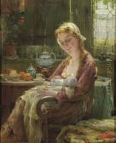 Motherly Love Oil Painting by Edward Antoon Portielje