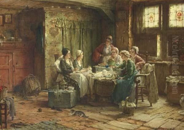 Admiring The Newborn Oil Painting by Edward Antoon Portielje