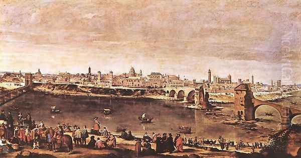 View of Zaragoza 1647 Oil Painting by Diego Rodriguez de Silva y Velazquez