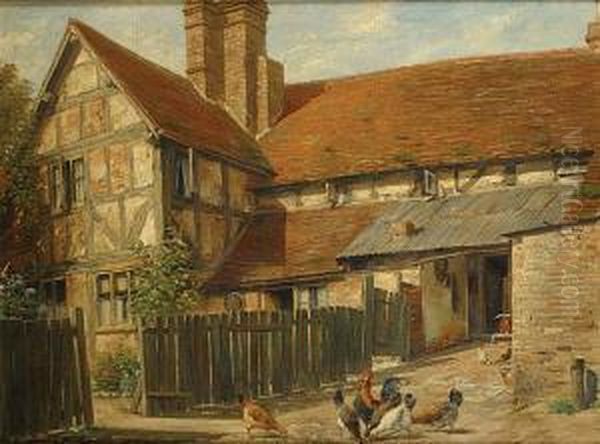 Ferme Et Poules A Billinghurst, Sussex Oil Painting by Gerard Portielje