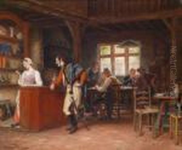 Eine Angeregte Unterhaltung Oil Painting by Gerard Portielje