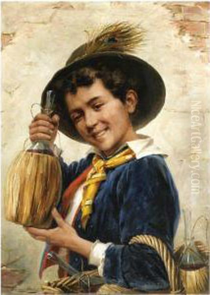 The Young Chianti Seller Oil Painting by Gerard Portielje