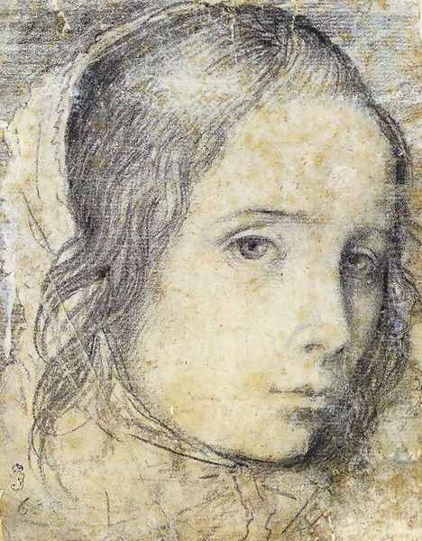 Head of a Girl c. 1618 Oil Painting by Diego Rodriguez de Silva y Velazquez