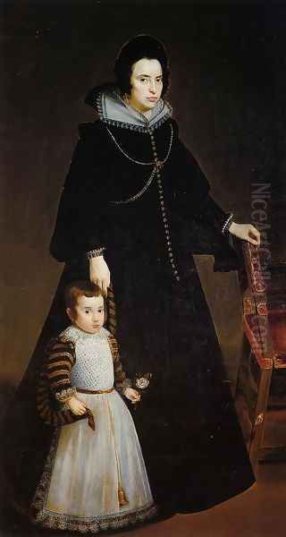 Dona Antonia de Ipenarrieta y Galdós and her Son Luis c. 1631 Oil Painting by Diego Rodriguez de Silva y Velazquez