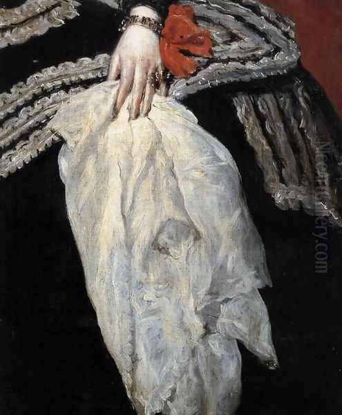 Queen Dona Mariana of Austria (detail) 1652-53 Oil Painting by Diego Rodriguez de Silva y Velazquez