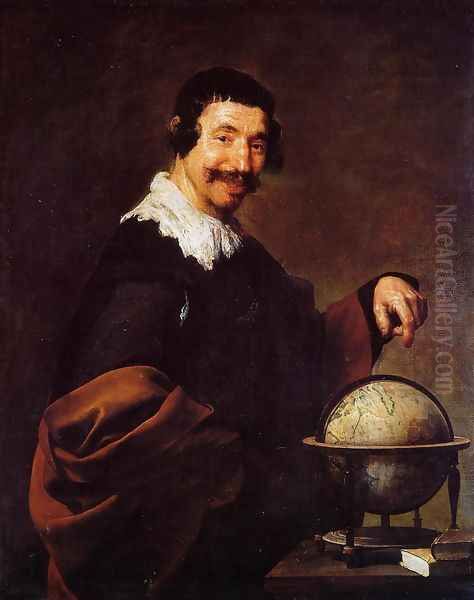 Democritus 1628-29 Oil Painting by Diego Rodriguez de Silva y Velazquez