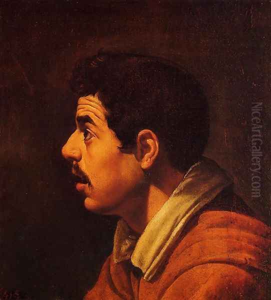 Head of a Young Man in Profile Oil Painting by Diego Rodriguez de Silva y Velazquez