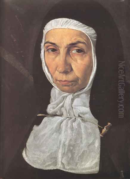 Mother Jerónima de la Fuente [detail] Oil Painting by Diego Rodriguez de Silva y Velazquez