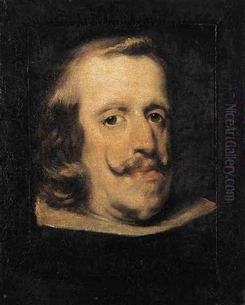 Portrait of Philip IV (fragment) 1657-60 Oil Painting by Diego Rodriguez de Silva y Velazquez