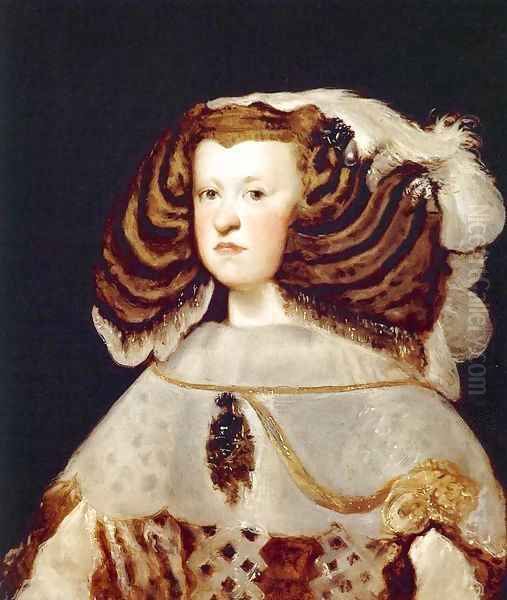 Portrait of Mariana of Austria, Queen of Spain Oil Painting by Diego Rodriguez de Silva y Velazquez