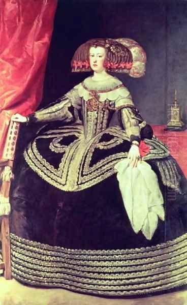 Queen Maria Anna of Spain Oil Painting by Diego Rodriguez de Silva y Velazquez