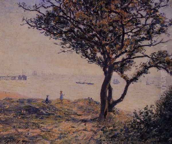 A Cardiff Shipping Lane Oil Painting by Alfred Sisley