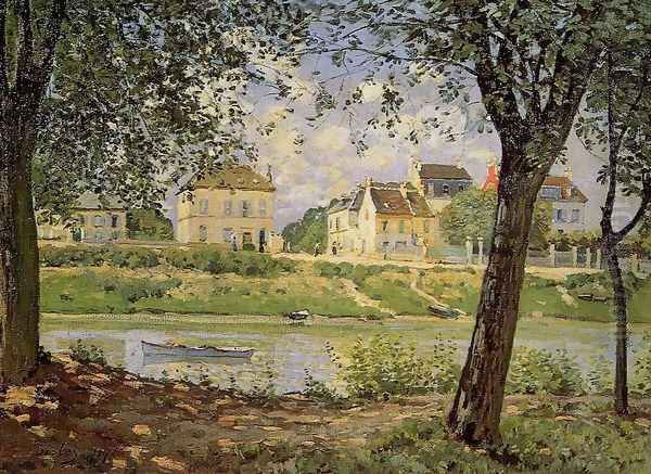 Village On The Banks Of The Seine Villeneuve La Garenne Oil Painting by Alfred Sisley