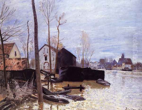 Flooding at Moret Oil Painting by Alfred Sisley