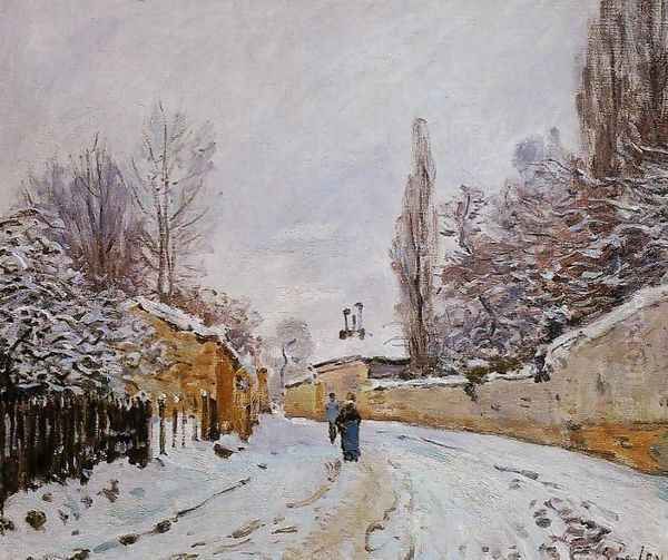 Road under Snow, near Louveciennes, 1876 Oil Painting by Alfred Sisley