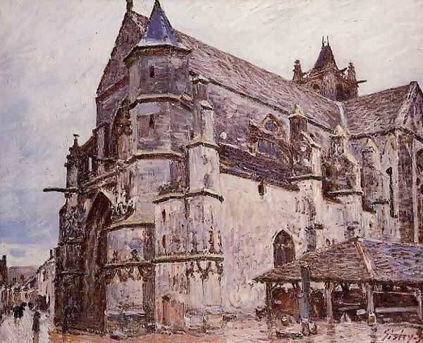 The Church at Moret, Rainy Weather, Morning Oil Painting by Alfred Sisley