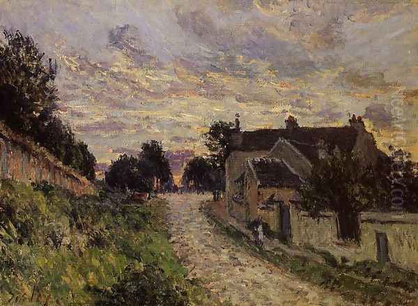 A Small Street in Louveciennes Oil Painting by Alfred Sisley