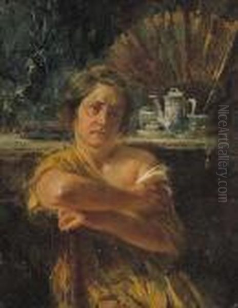 Figura In Un Interno Oil Painting by Luca Postiglione