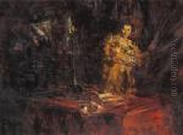 Figura In Un Interno Oil Painting by Luca Postiglione