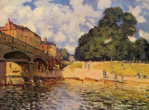 Bridge At Hampton Court Oil Painting by Alfred Sisley