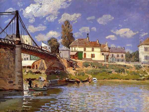 Bridge at Villeneuve-la-Garenne Oil Painting by Alfred Sisley